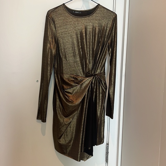 Wrap Metallic Bodycon Dress - Picture 2 of 4